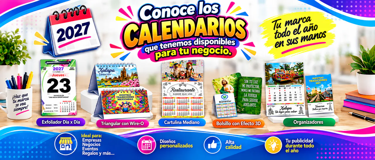 Conoce los calendarios 2027 que tenemos disponibles para tu negocio.